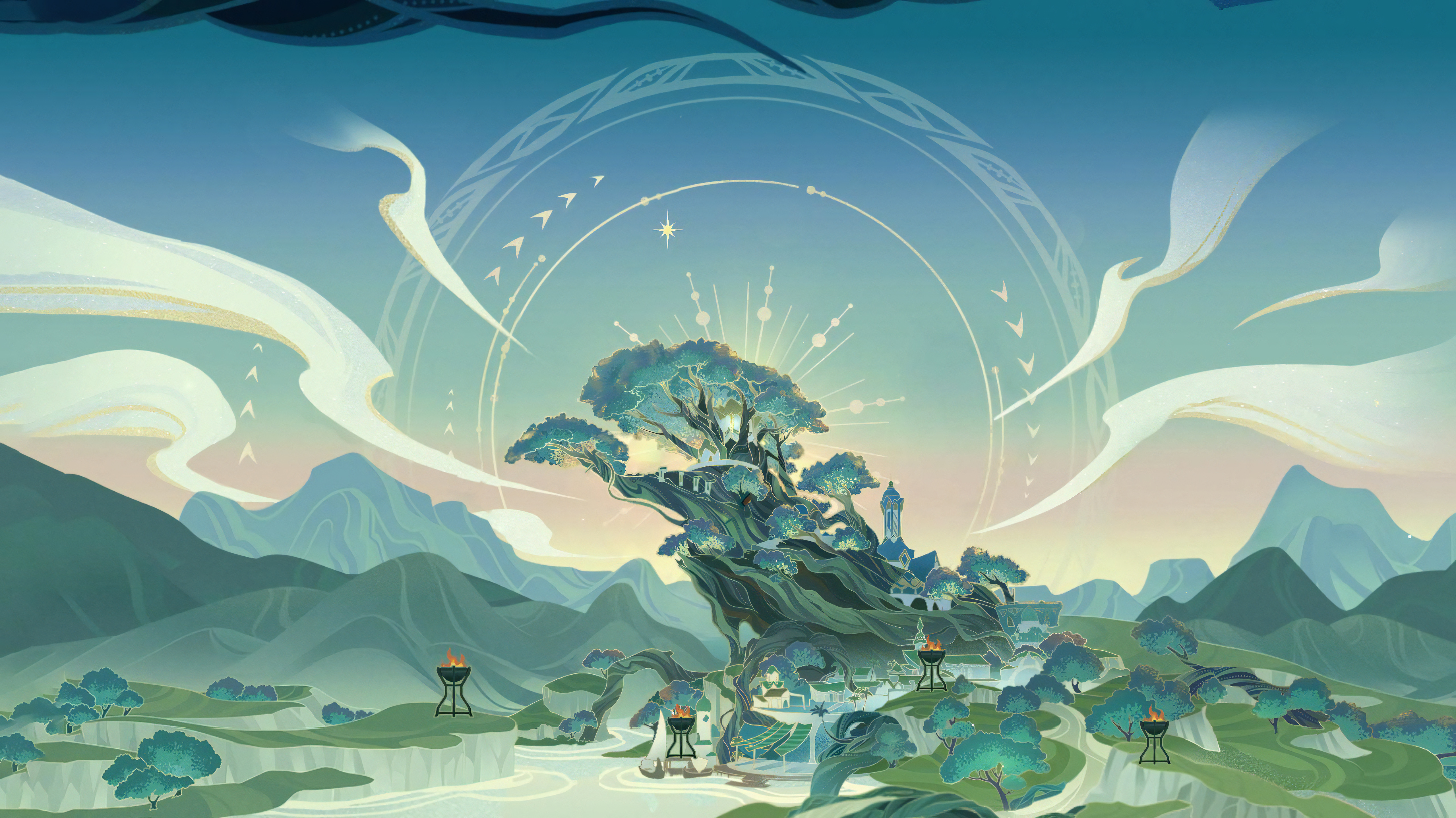 Sumeru Wallpaper - I made a wallpaper from the Graven Innocence Event by  taking screenshots and stitching them together to eliminate the UI  elements. I really couldn't find the high-res version anywhere,