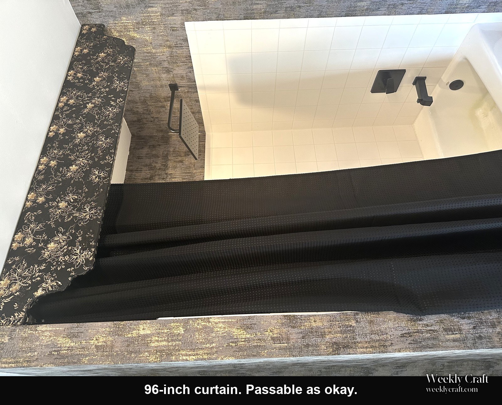 96-inch curtain around the tub