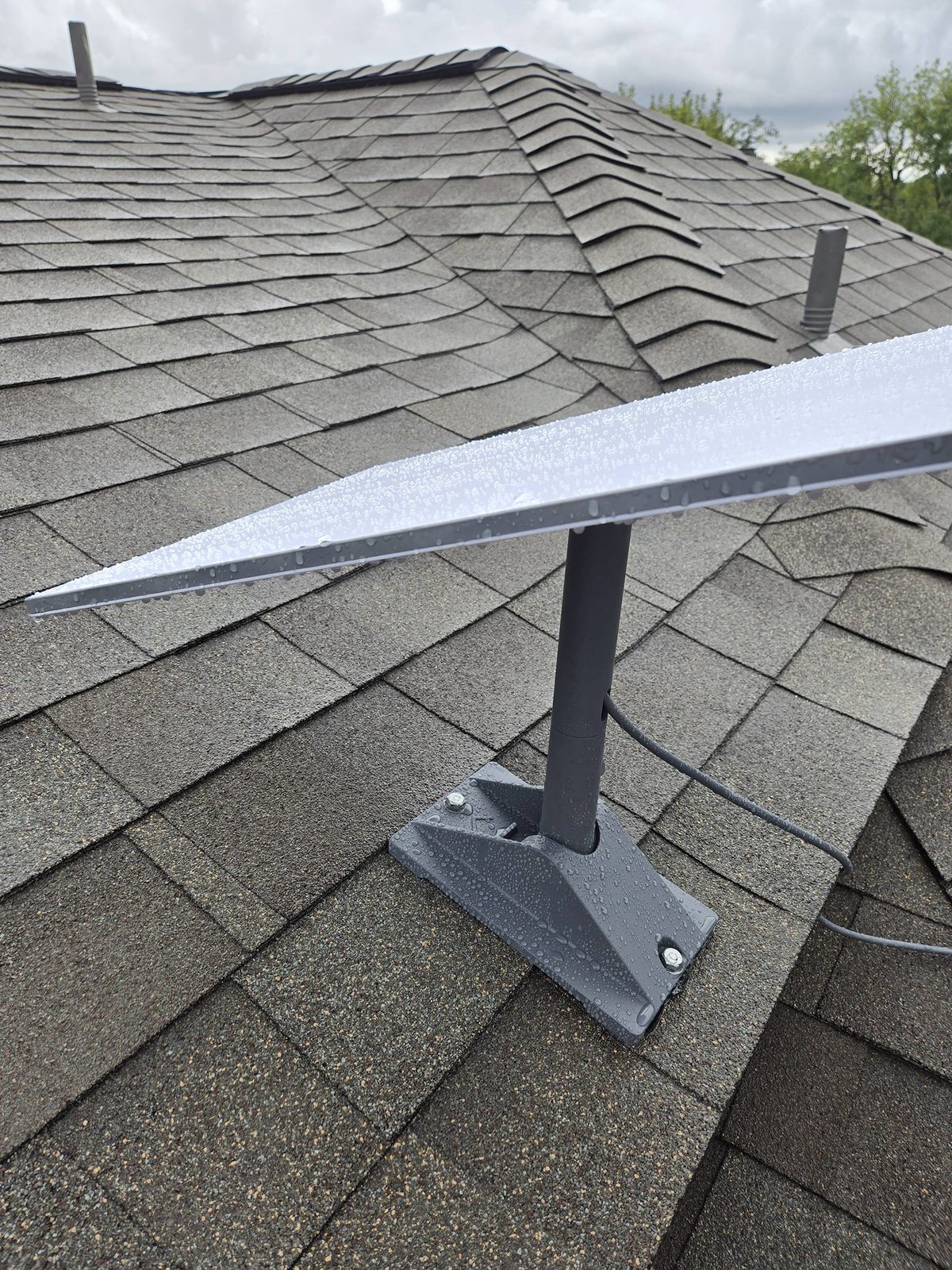 Starlink dish on a shingle roof mount
