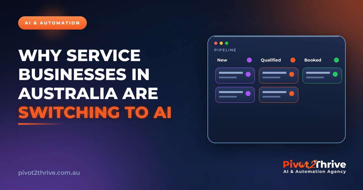 Australian service businesses switching to AI automation with a lead pipeline dashboard - Pivot2Thrive