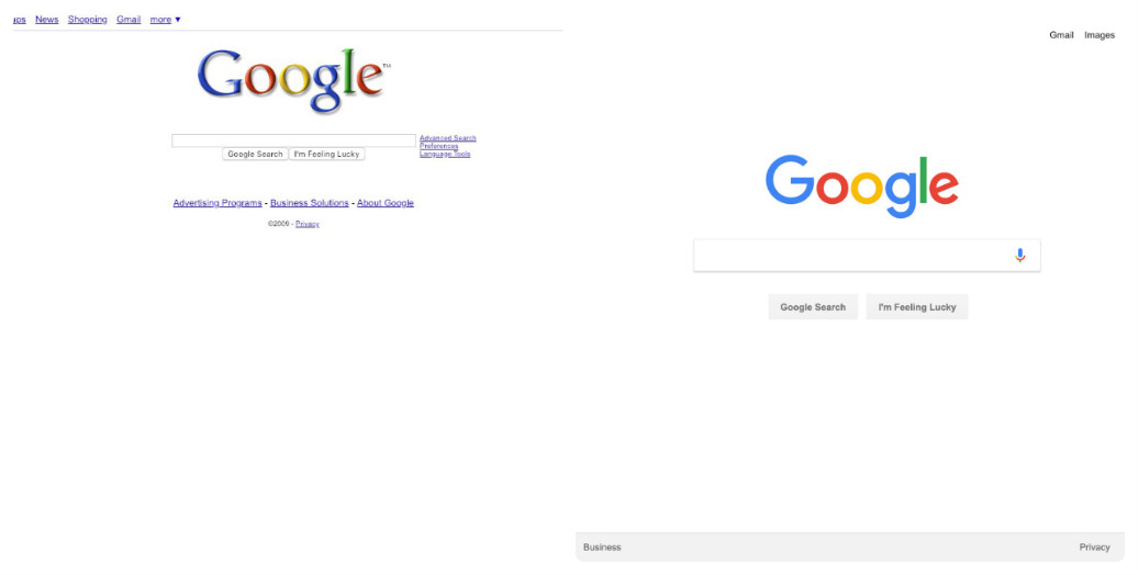 Google thay đổi thiết kế giao diện web trong 10 năm như thế nào