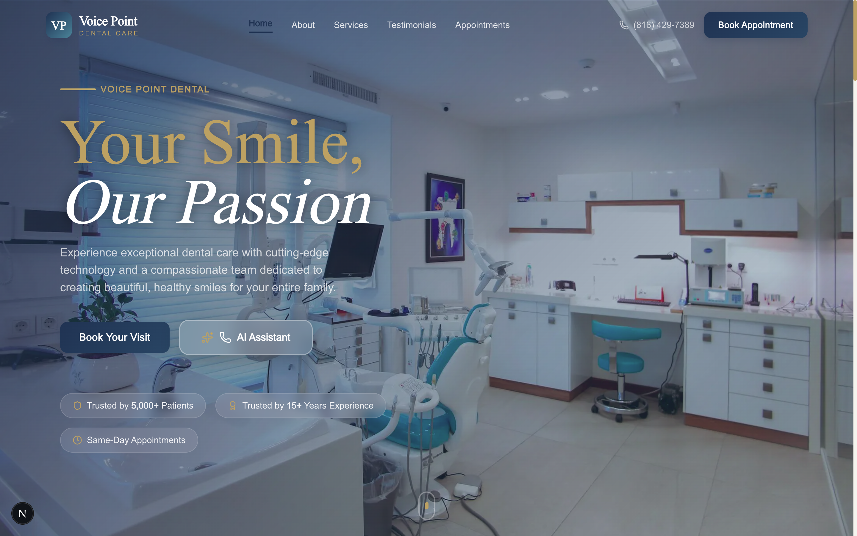 Conversational AI Voice Receptionist Interface and 3D Voice Orb