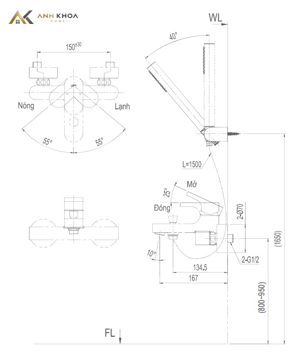 ban ve sen tam Inax BFV-6003S 