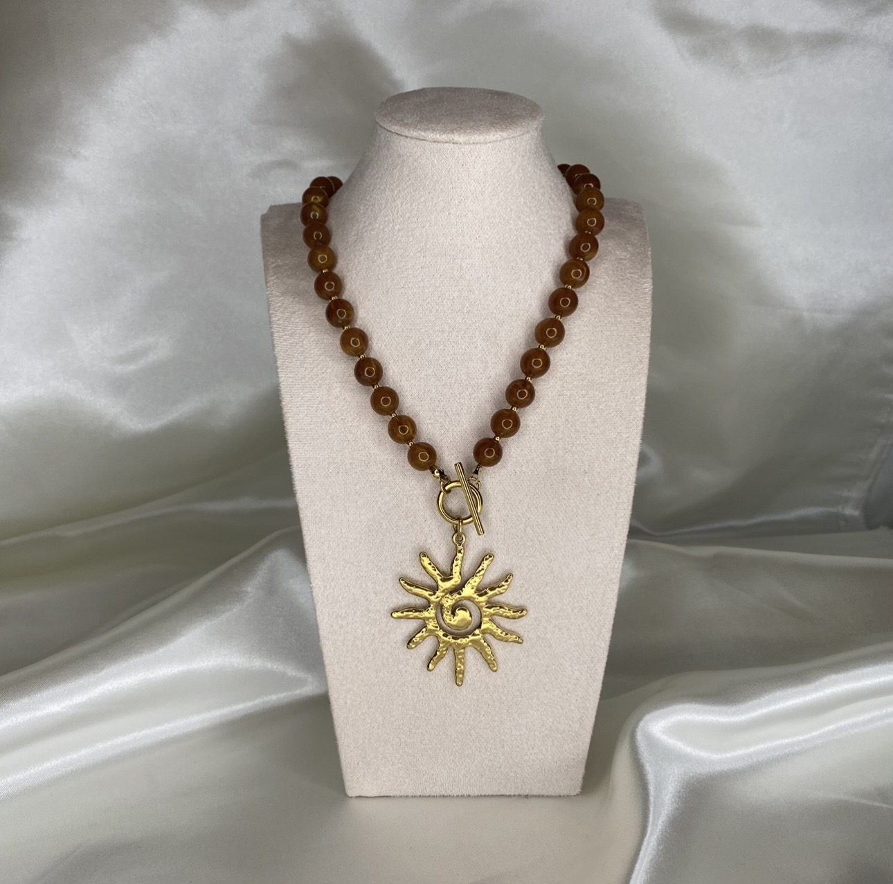 S. Steel Kralenketting Zon Oranje/Bruin