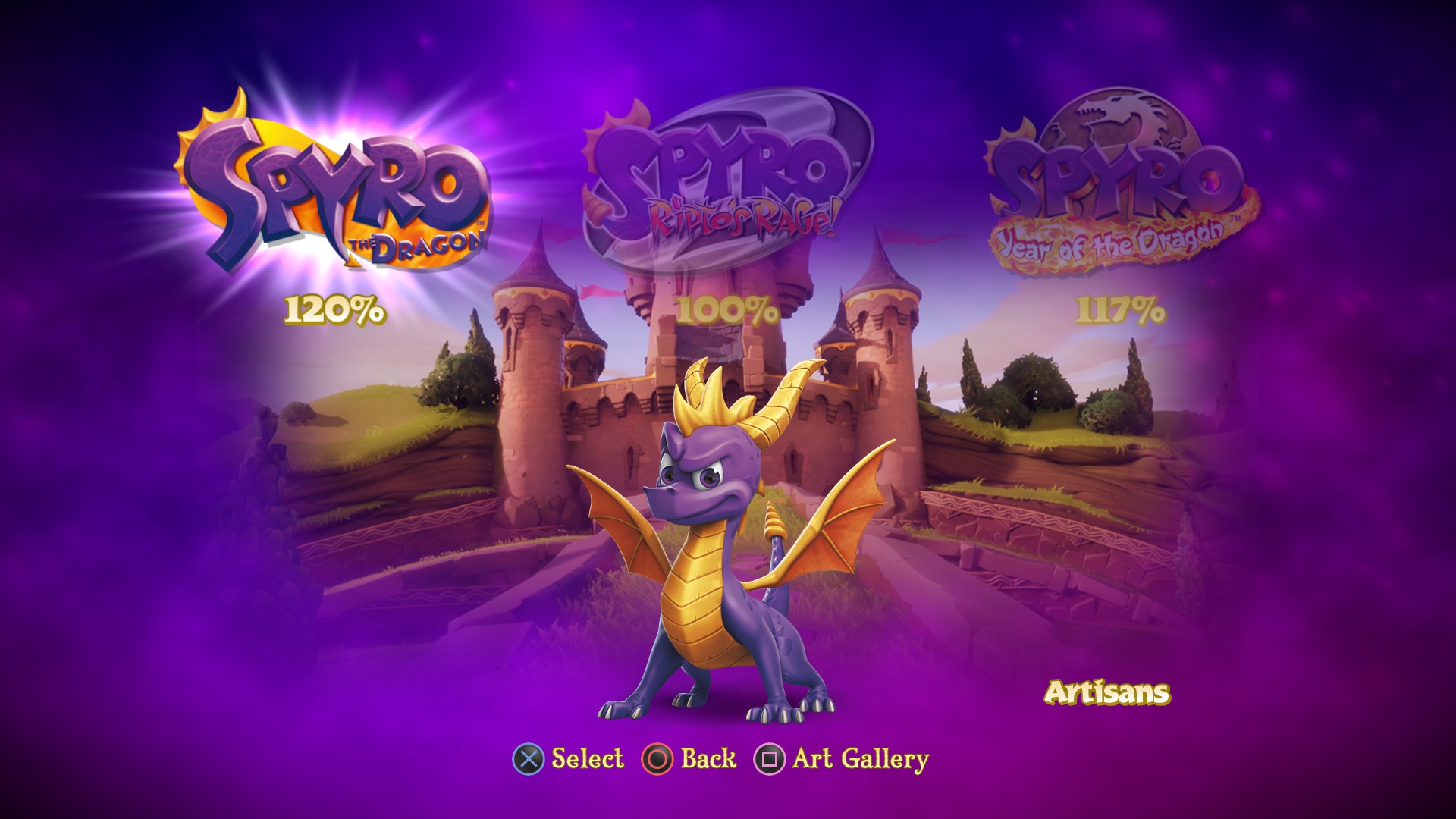 A screenshot of a fully complete Spyro Reignited Trilogy.
