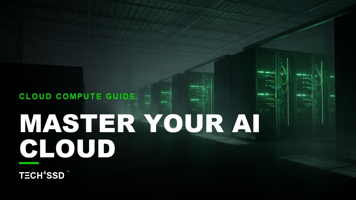 Futuristic data center with glowing servers, representing advanced AI cloud compute infrastructure.