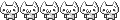 pixelated cartoon white cats lined up and taking turns in dancing