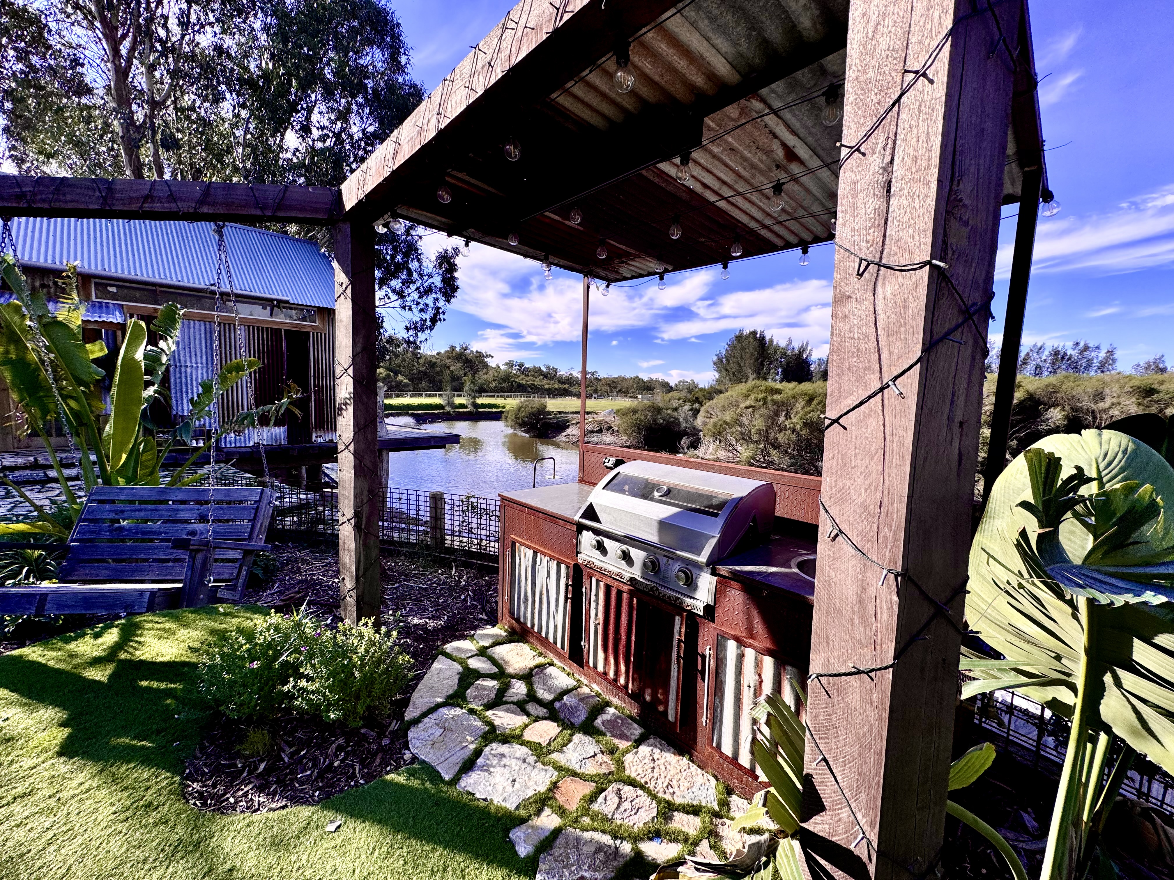 Pergola and fire pit