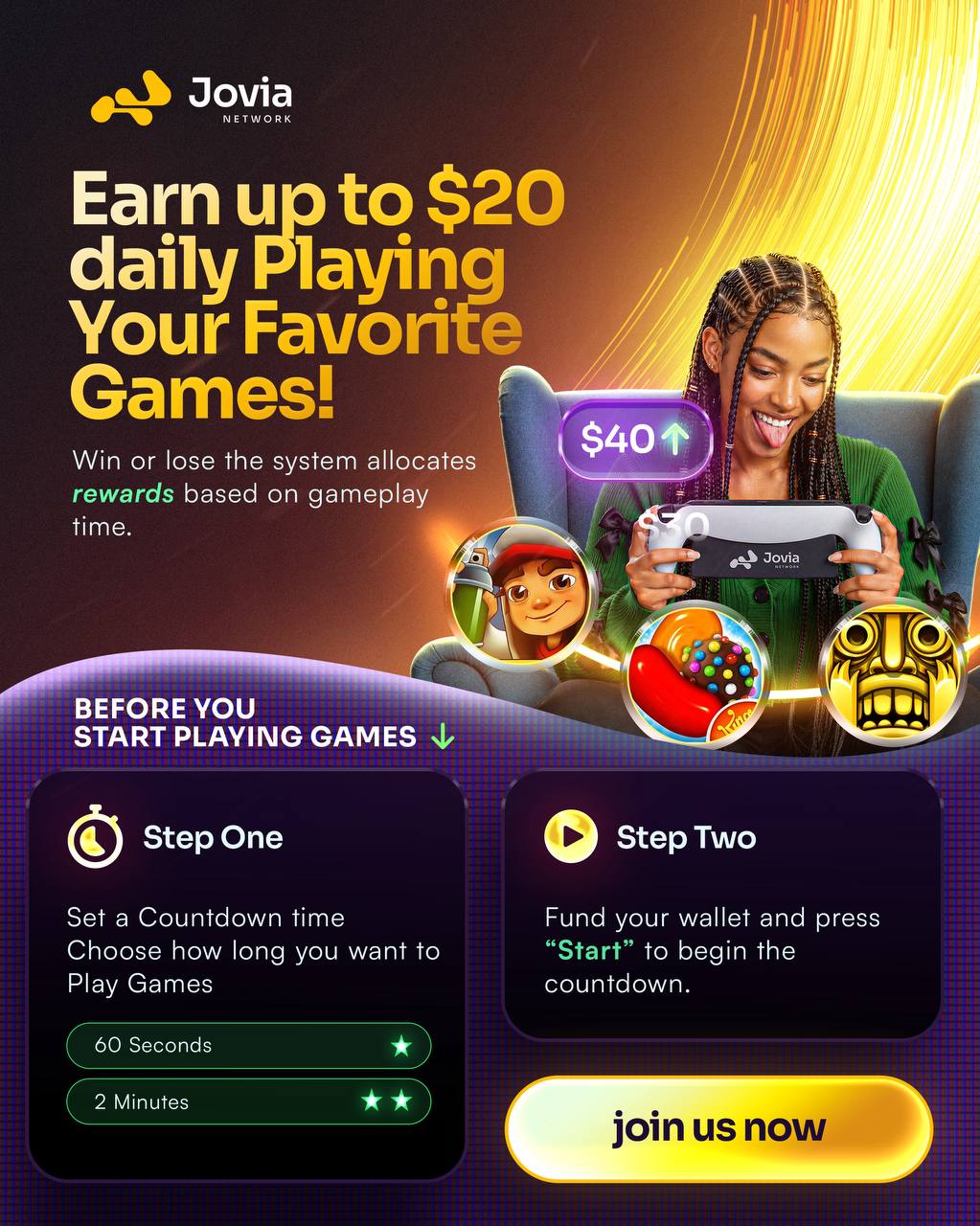 Play fun games and earn
