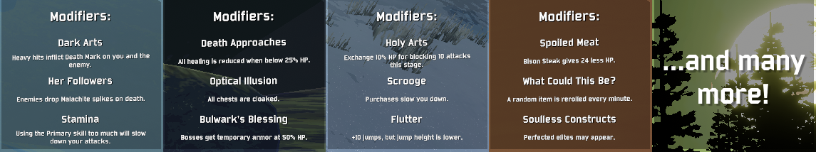 List of some of the modifiers