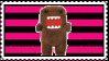 domo on black/pink striped background