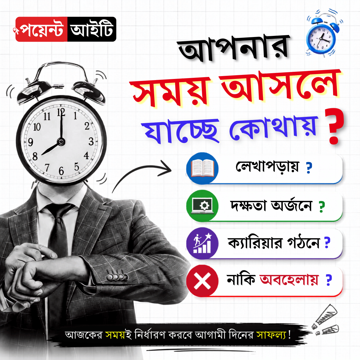 আপনার সময় আসলে যাচ্ছে কোথায়? যে স্কিলটি ছাড়া বর্তমানে ক্যারিয়ার গড়া অসম্ভব! আপনার আছে তো ?