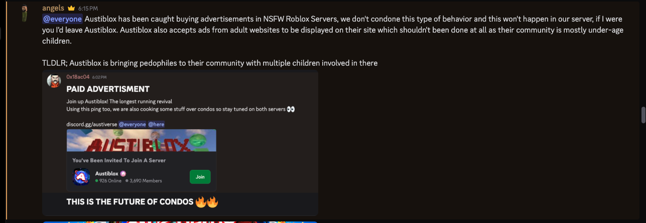 screenshot from the kamari server