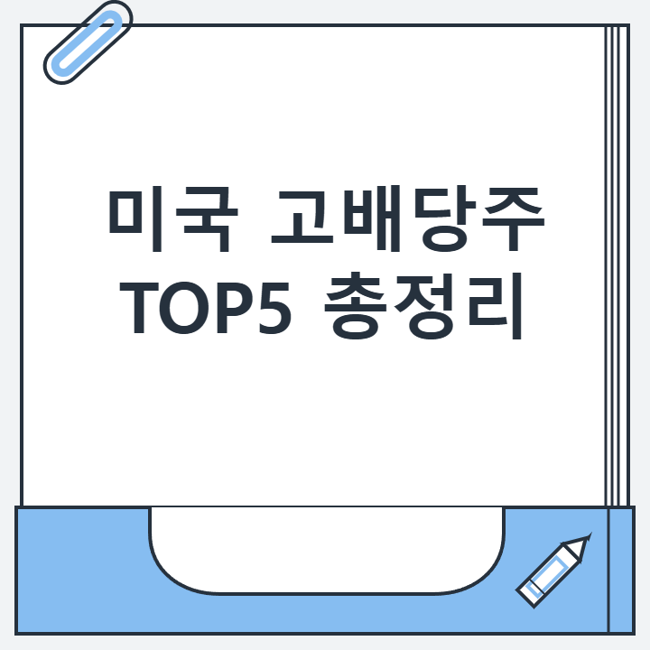 미국 고배당주 TOP5 총정리 미국 고배당주 TOP5 총정리