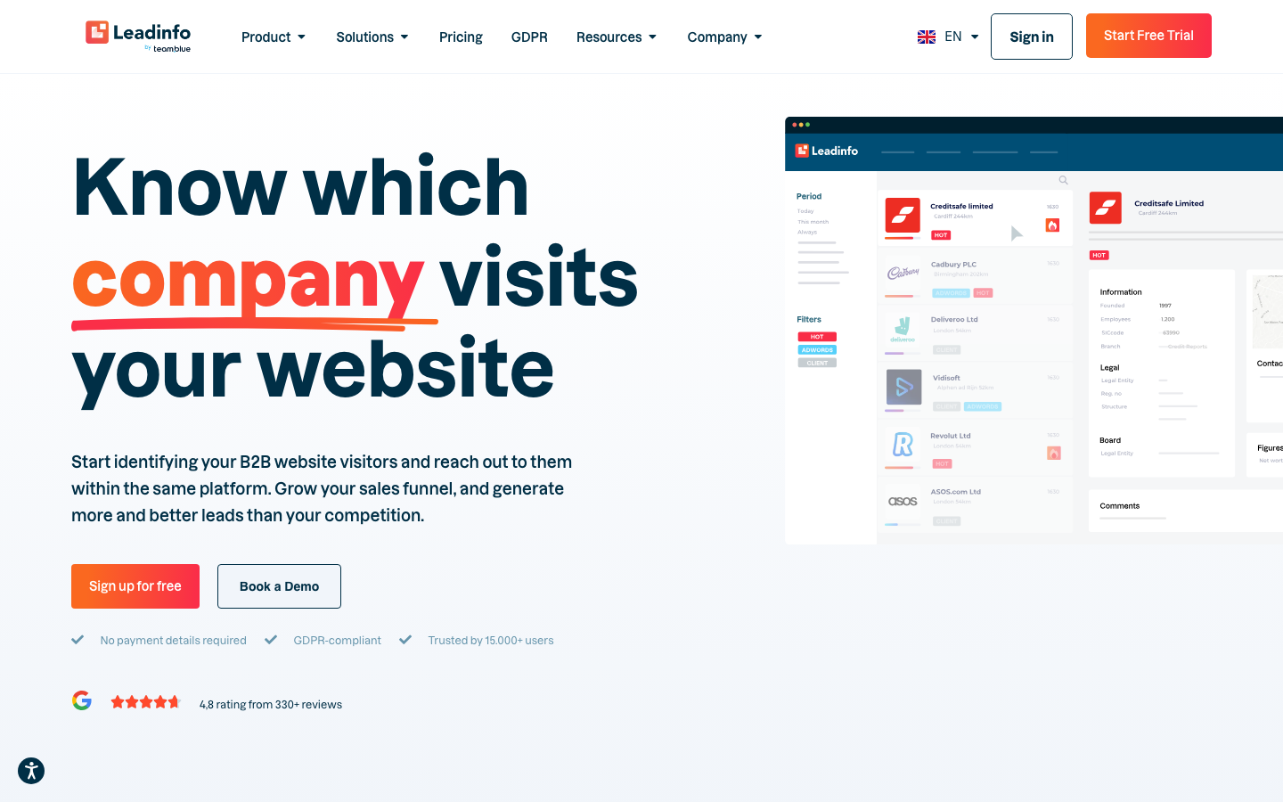 Leadinfo homepage