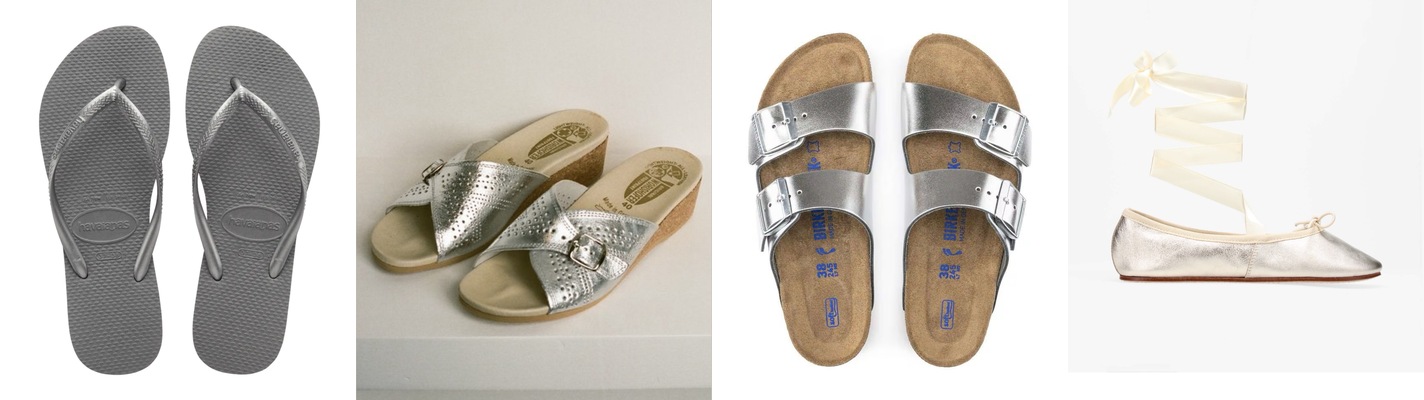 The four pairs of silver shoes