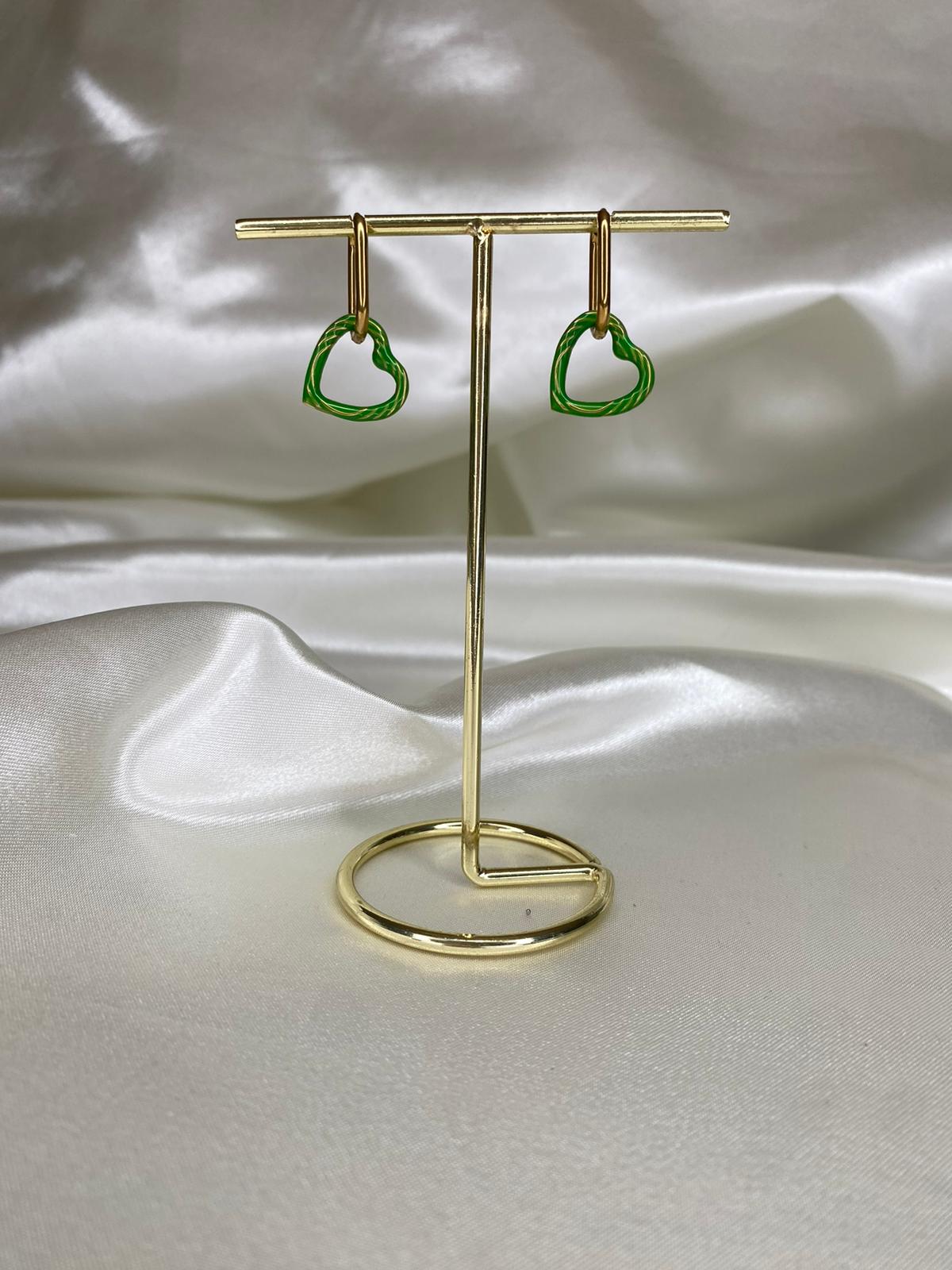 S.Steel Green Heart Ring