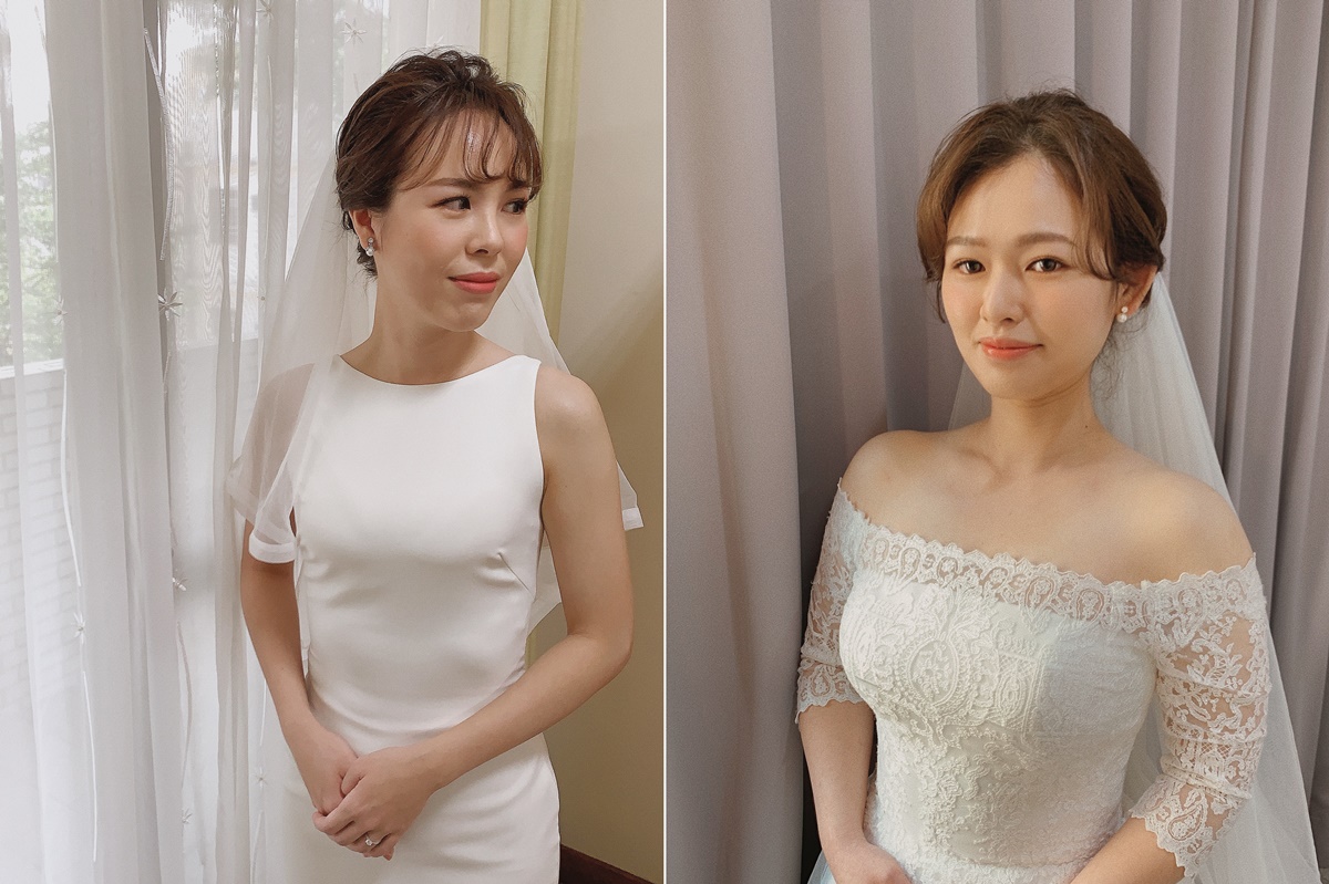 Alice 新娘秘書作品,兩款白紗新娘清新妝髮
