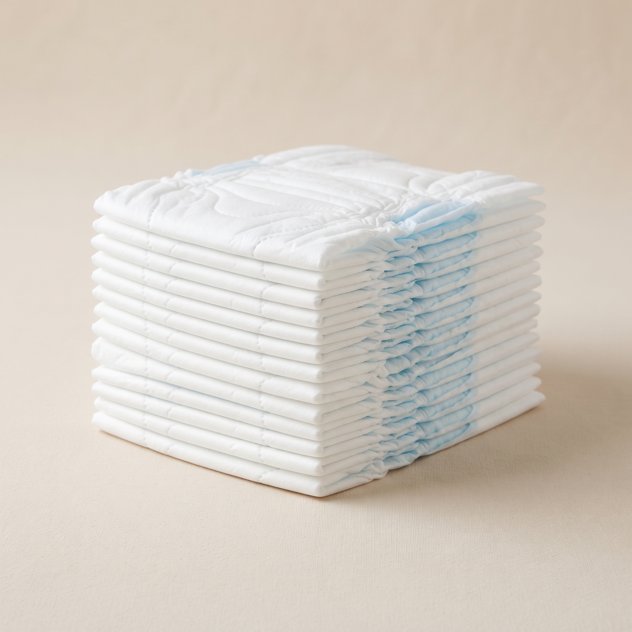 Stack of women's disposable incontinence pads