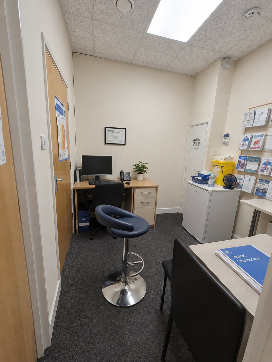 Private travel clinic consultation room at Andover & Wessex Clinics, Tidworth - travel, weight loss and ear wax clinic