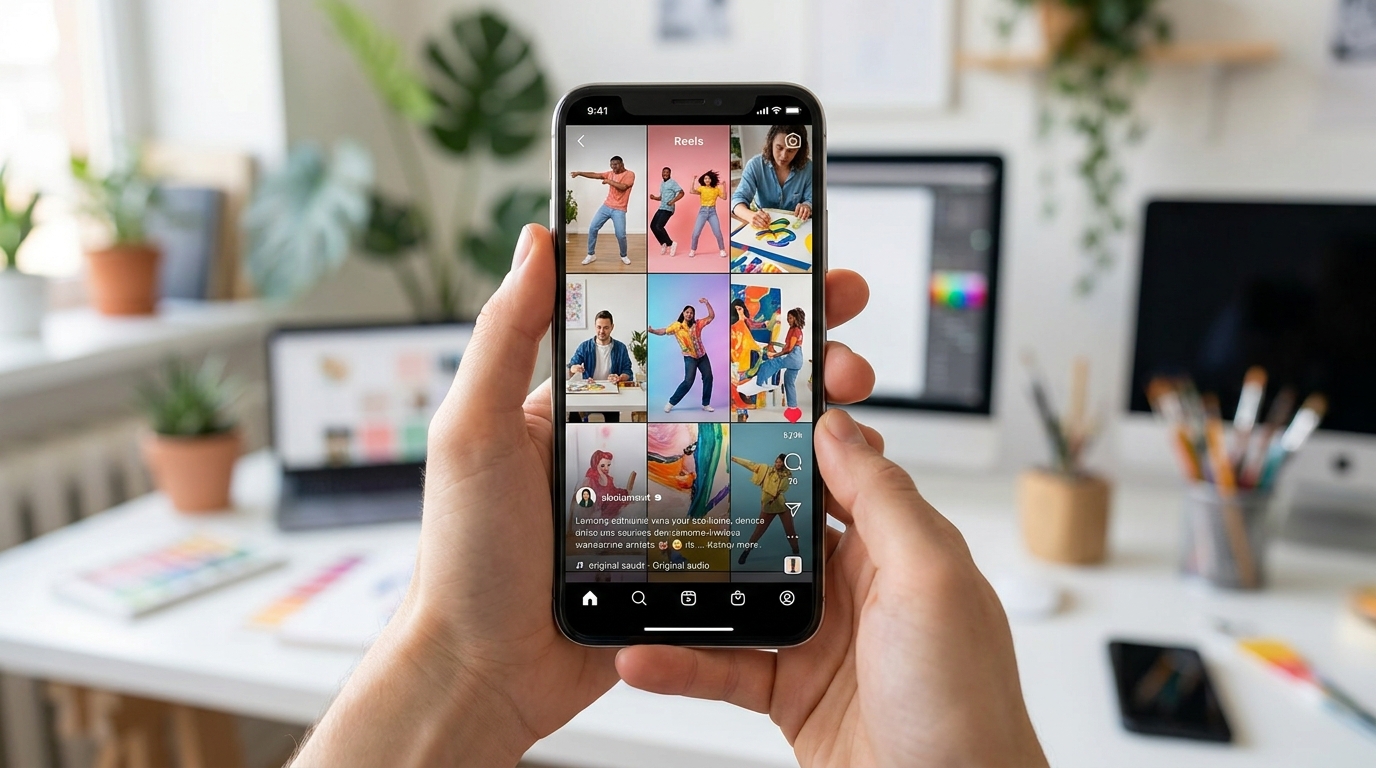 Smartphone screen showing an engaging Instagram Reel, demonstrating effective short-form video for Instagram growth.