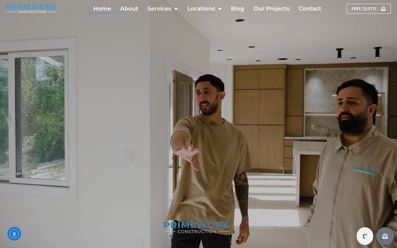 Primework Construction homepage