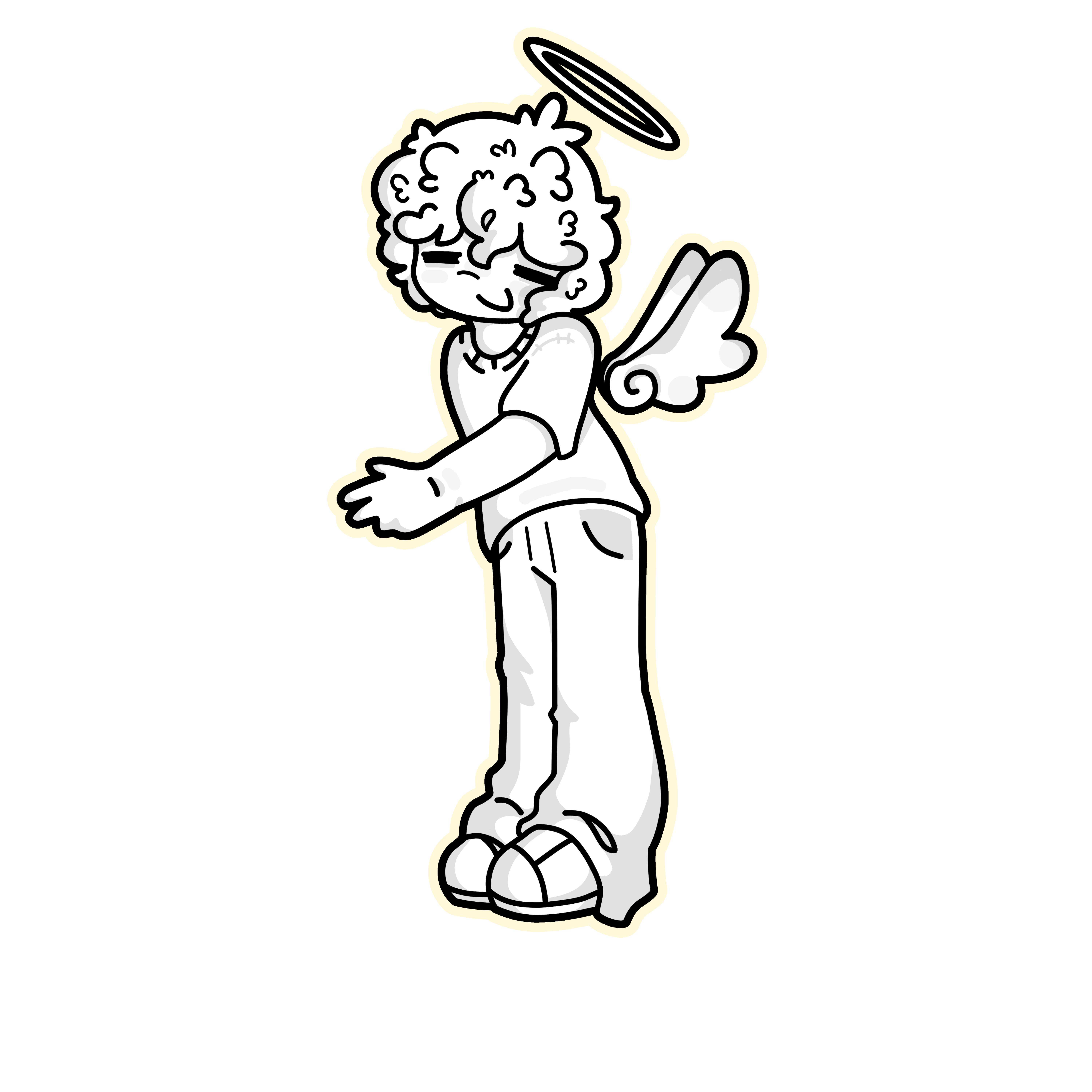 The Webmaster hugging the text box with a pair of angel wings and a halo.