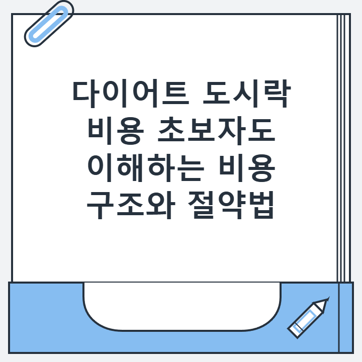 다이어트 도시락 비용 초보자도 이해하는 비용 구조와 절약법