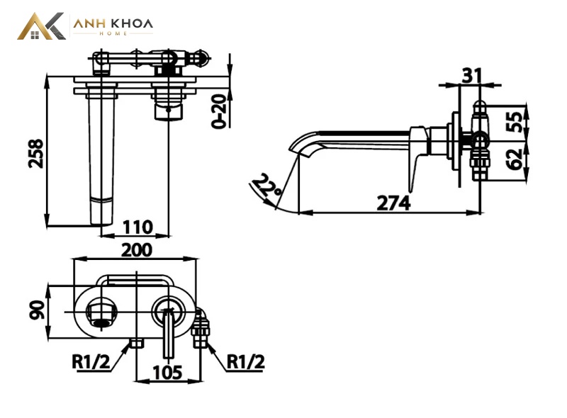 ban ve ky thuat voi gan tuong cotto ct2263a