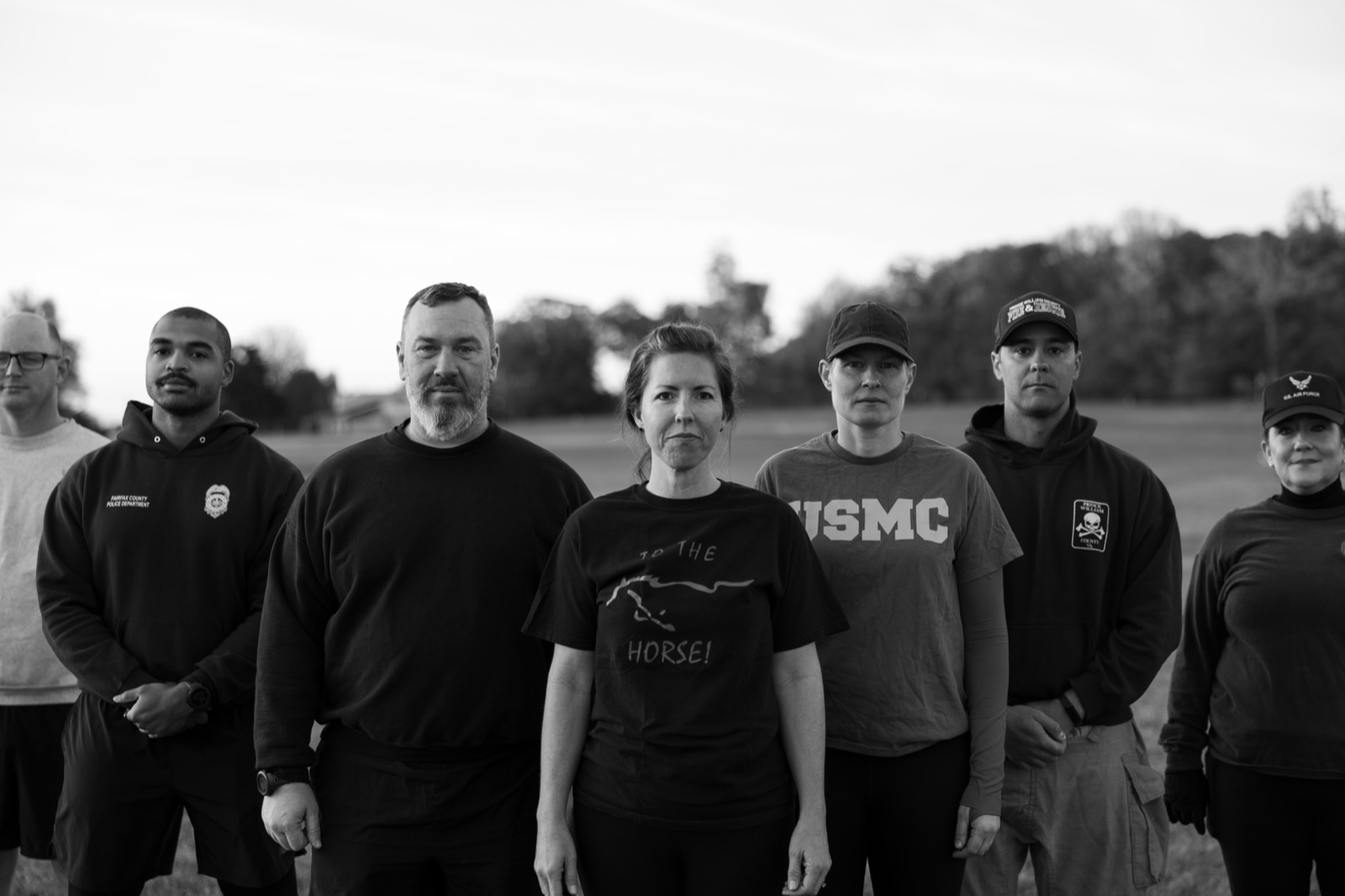 Service members and first responders lineup
