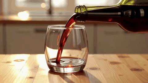 Wine being poured into a glass at dusk, a looping scene