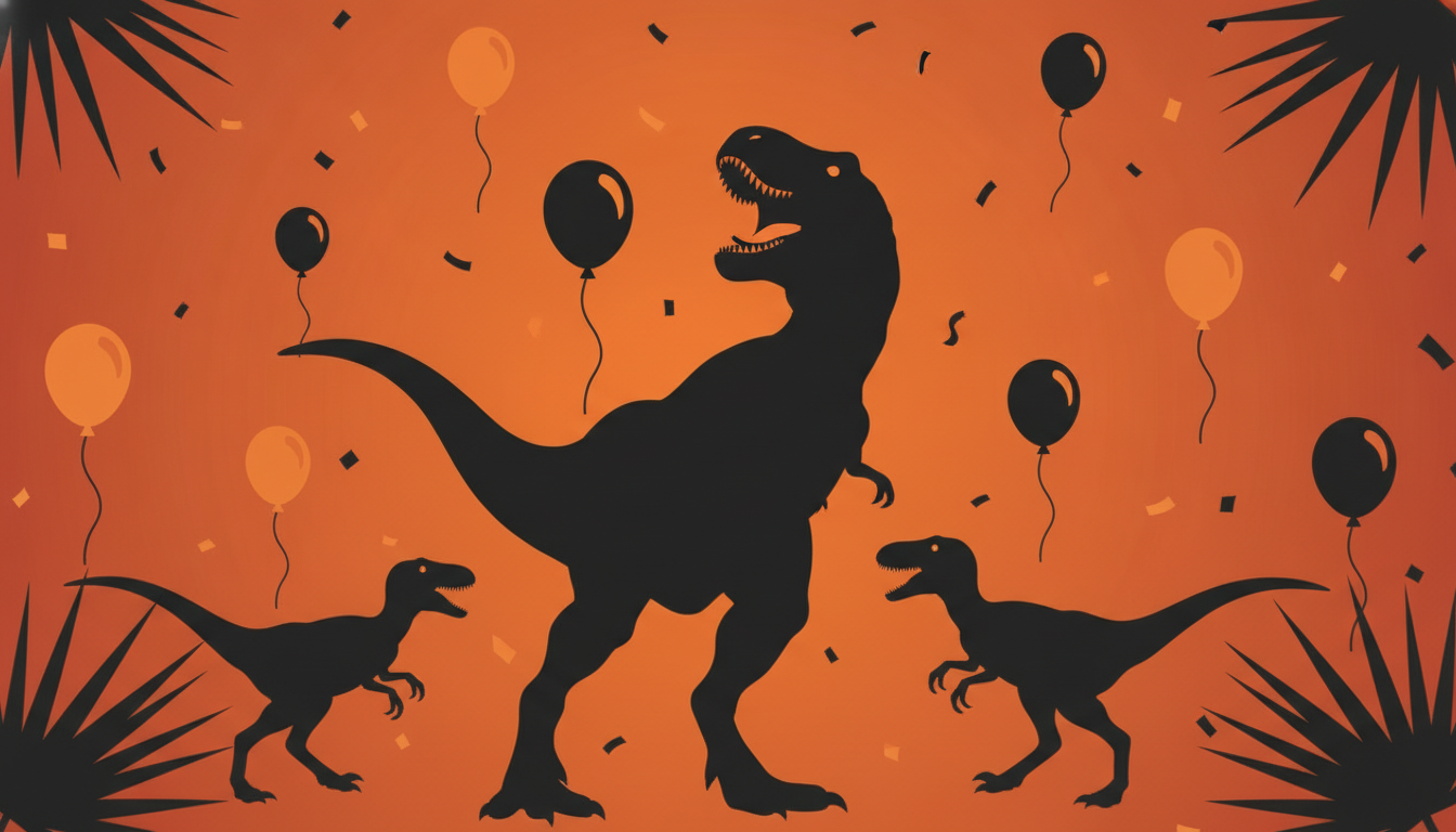 Black and orange dinosaur silhouette party scene for Halloween costume ideas