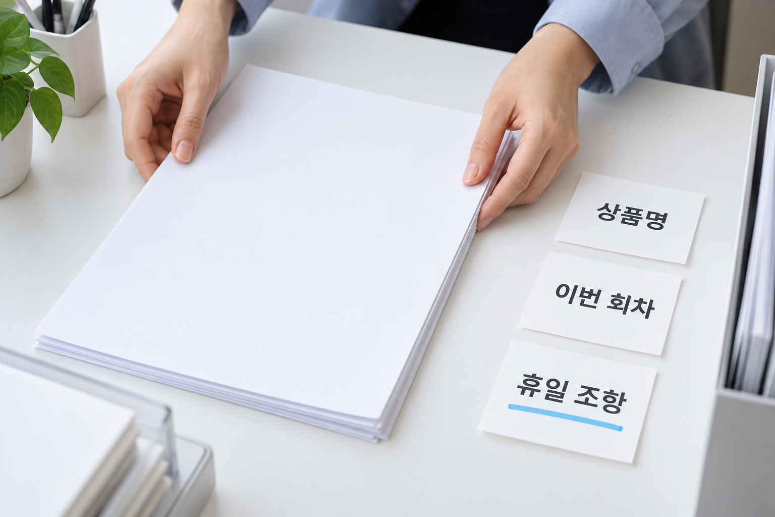 상품명과 이번 회차의 납입 항목, 현재 약정의 휴일 조항을 확인하는 설명용 장면