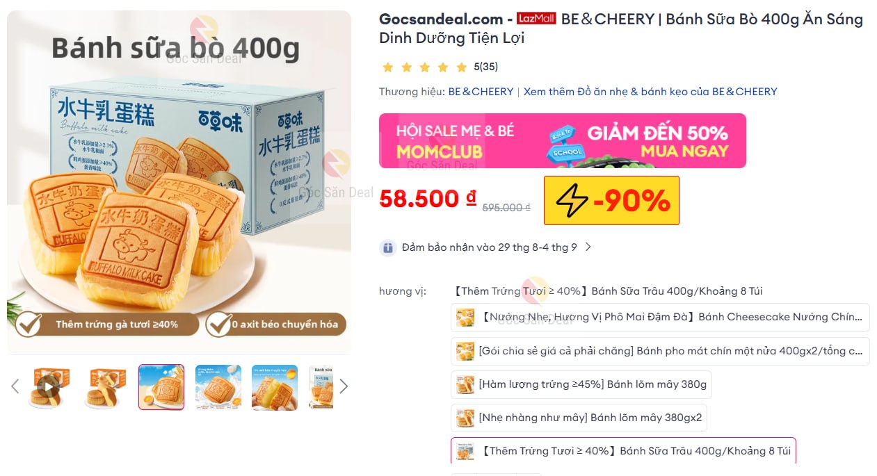 BE＆CHEERY | Bánh Sữa Bò 400g Ăn Sáng Dinh Dưỡng Tiện Lợi