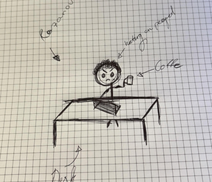 Shane Hollander’s artistic recreation of Ilya Rozanov writing an article