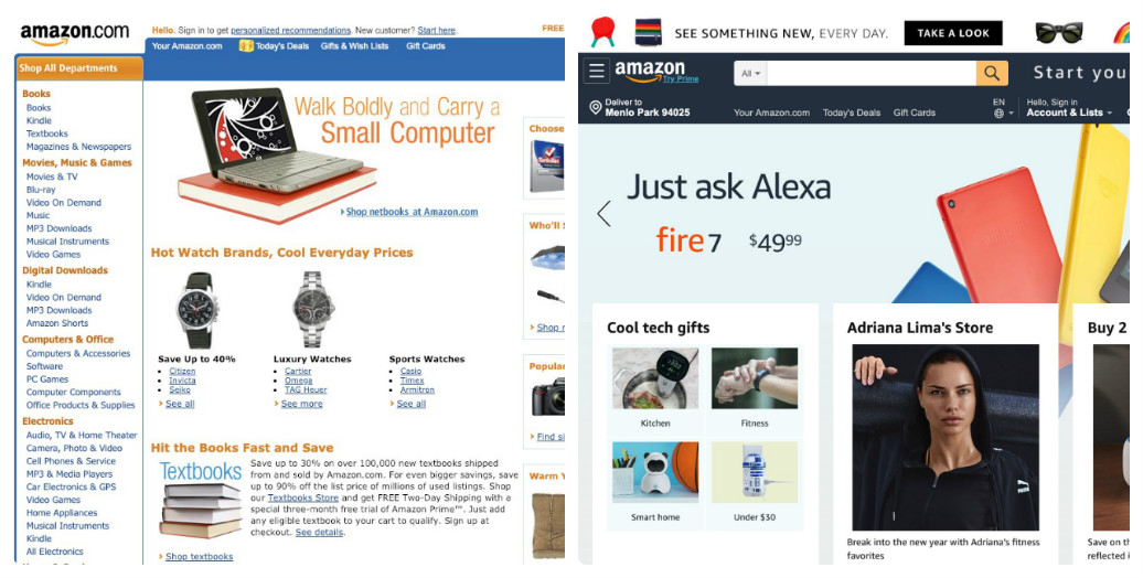 Amazon thay đổi thiết kế giao diện web trong 10 năm như thế nào