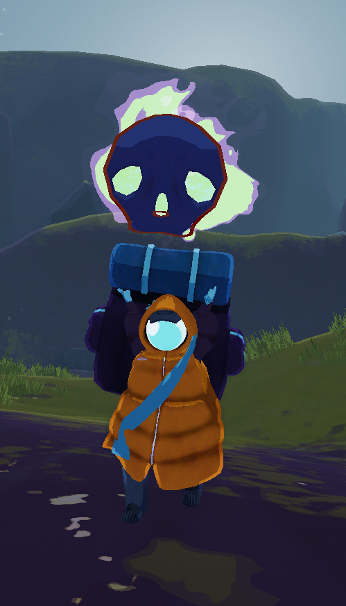 drifter holding evil and devious skull .,,.