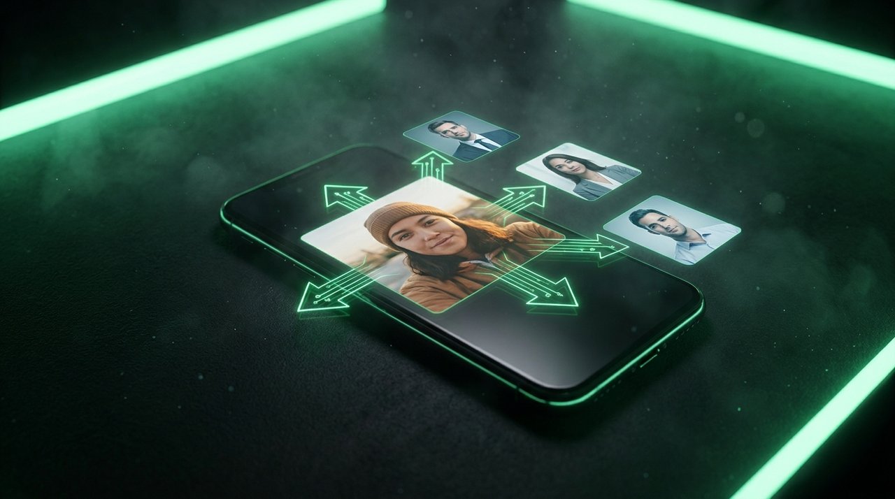 One casual selfie transforming into professional AI headshots
