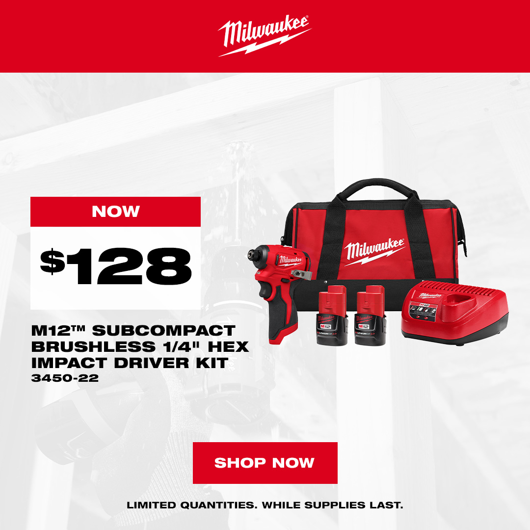 Milwaukee 3450-22 - M12 Subcompact Impact Driver Kit - Special Offer