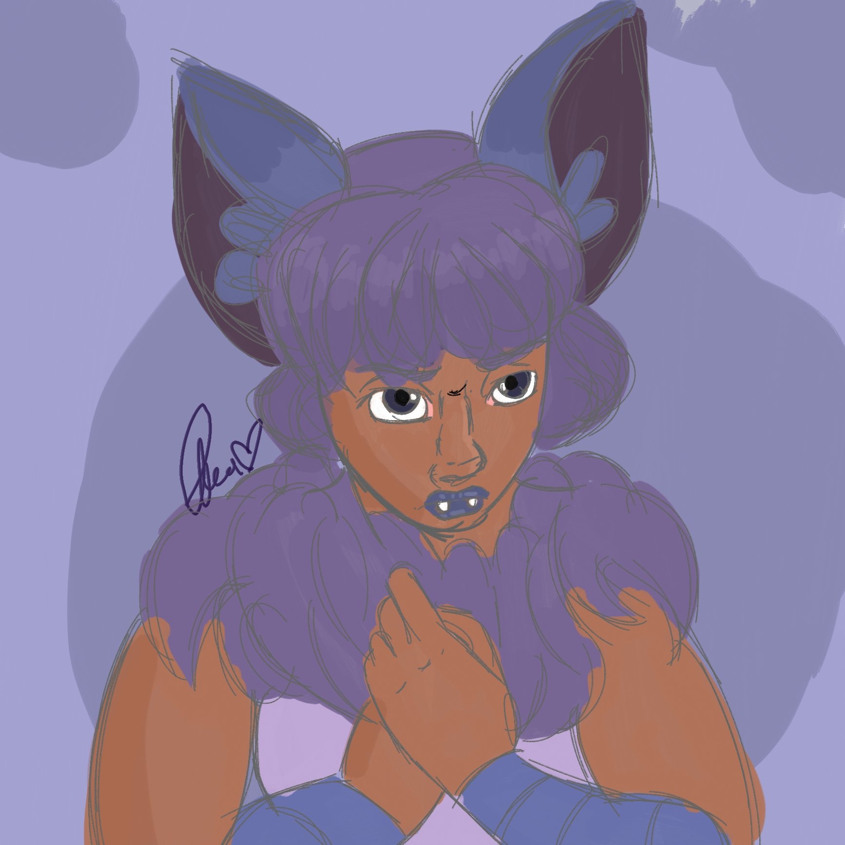 purple bat character portrait