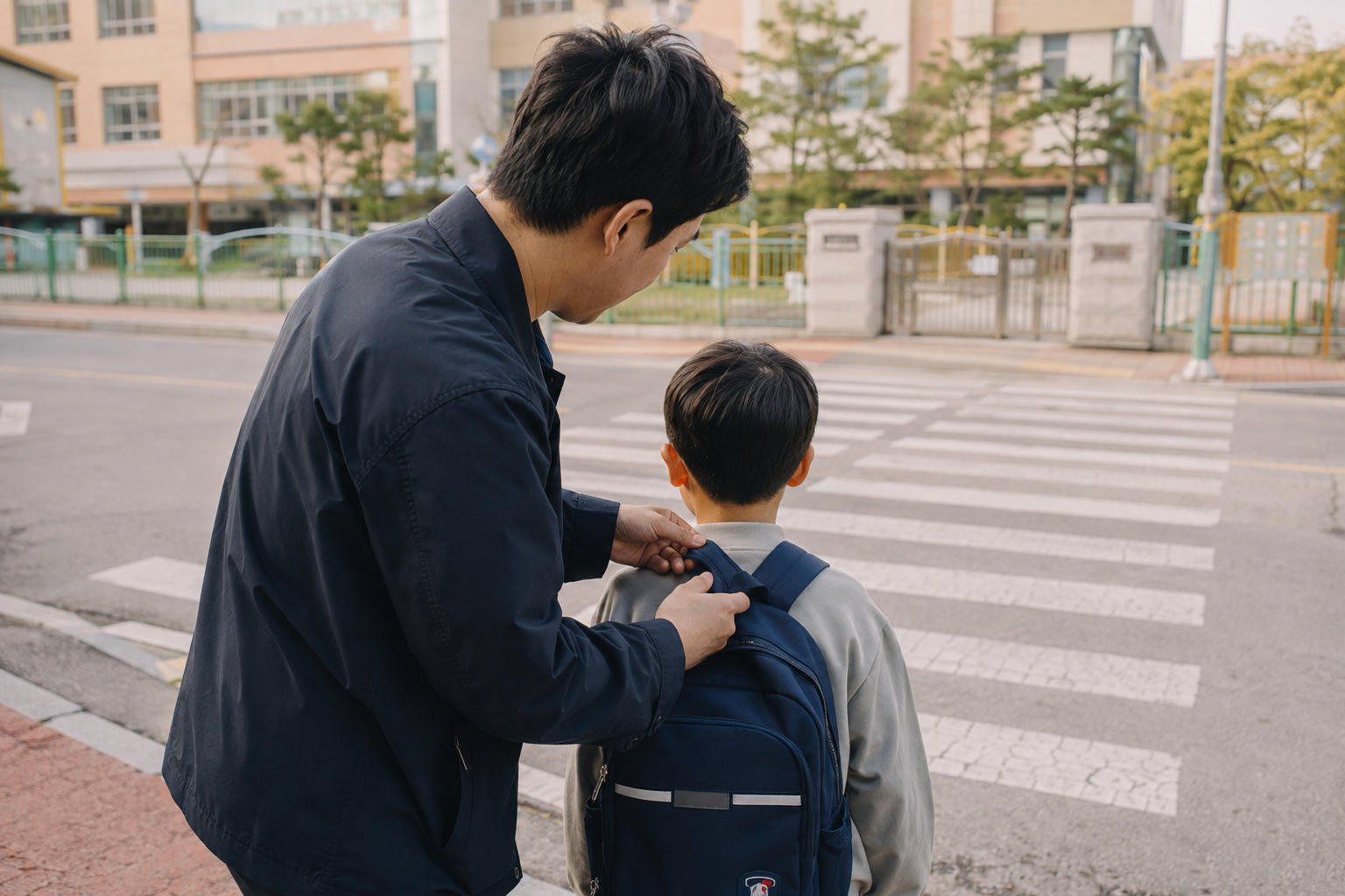 양육자 지정과 별도로 설명할 실제 등교 돌봄을 보여주는 생활 장면