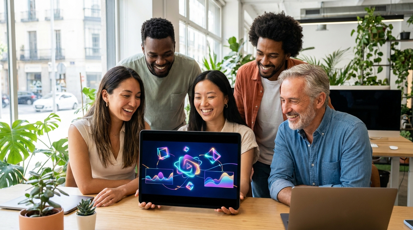Small business owners using Google Vids for easy video creation