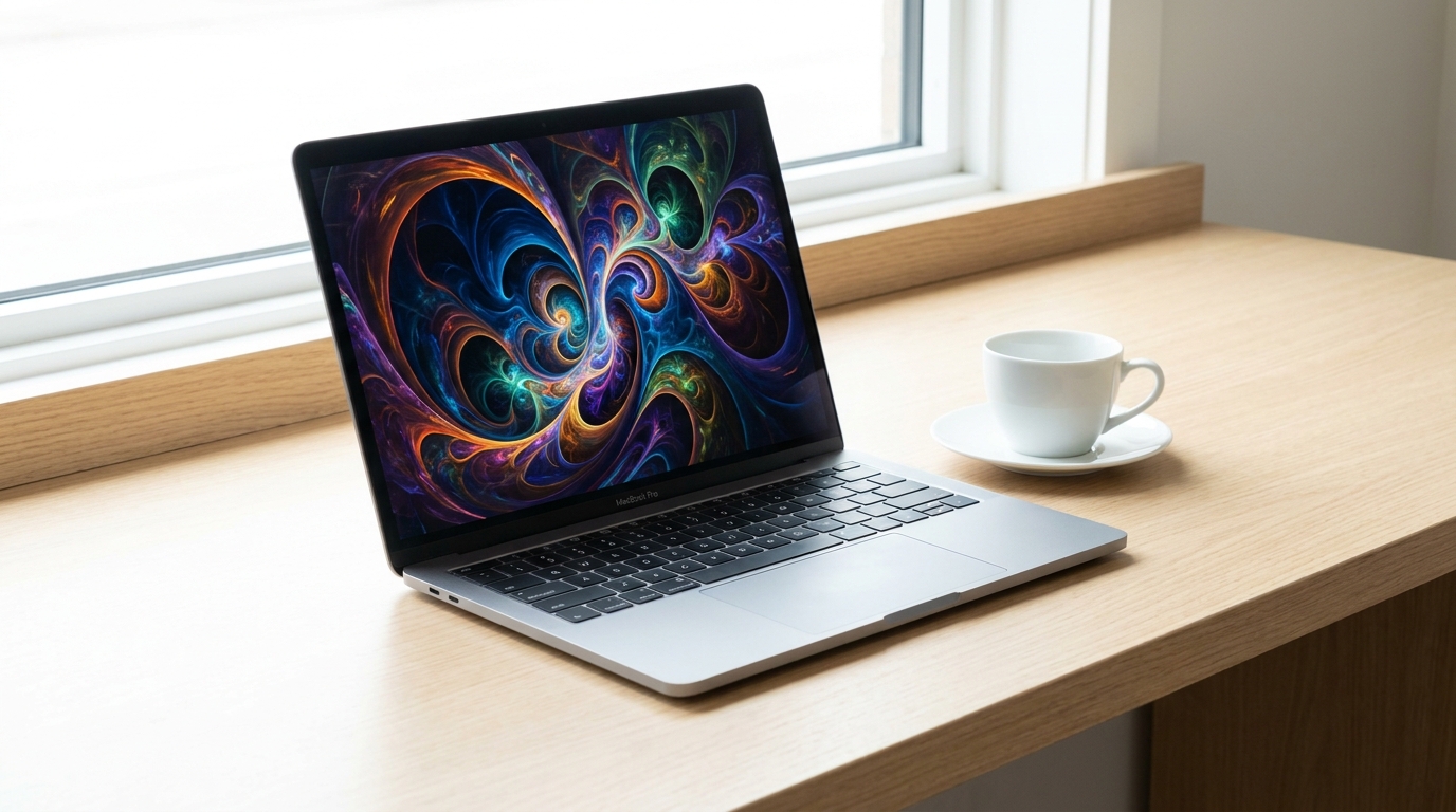 MacBook Pro showing local AI-generated image, highlighting creative local AI workflows on Mac.