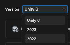 Unity 6 Dropdown to 2022