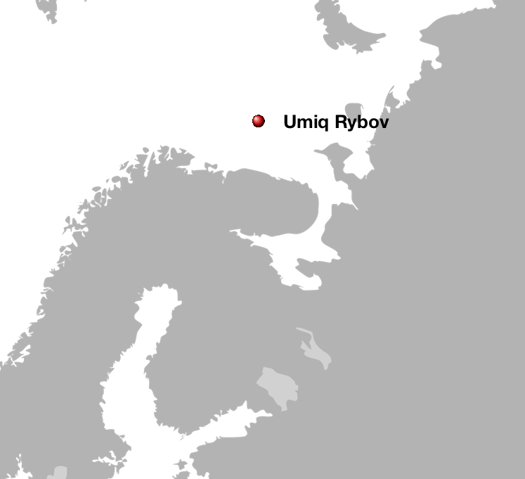 Location map of Umiq Rybov Island in the Barents Sea