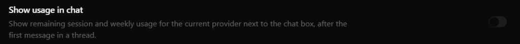 Show usage in chat setting