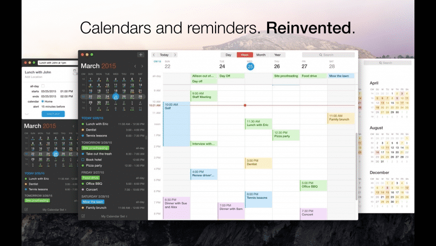 Fantastical Mac — calendar view showing natural-language event entry and reminders