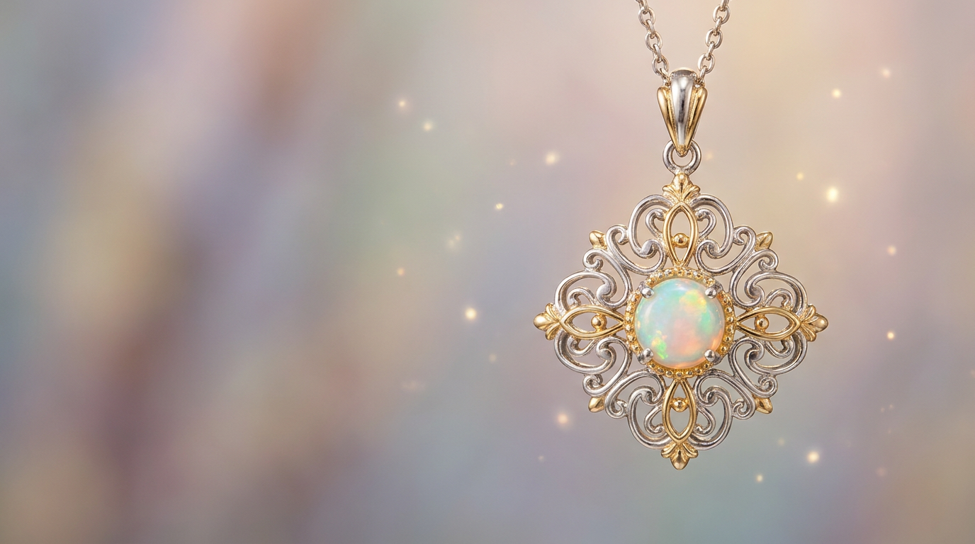AI-generated image of a piece of jewelry in an artistic, dreamlike setting, highlighting creative freedom in product imagery.