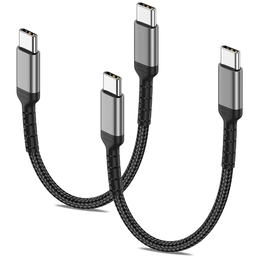 6 Inch USB C Charger Cord, 2 Pack Short USB C to C Cable Braided Fast Charging USBC Cable Compatible with iPhone 15 Samsung Galaxy S23 Ultra Google Pixel