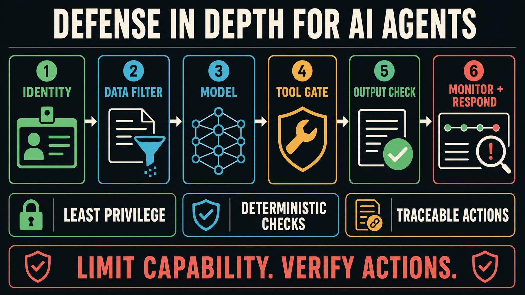 Defense in depth guardrail architecture for secure AI agents